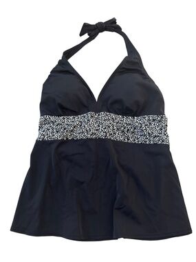 Inches Off Black and White Halter Tankini Top Size 16